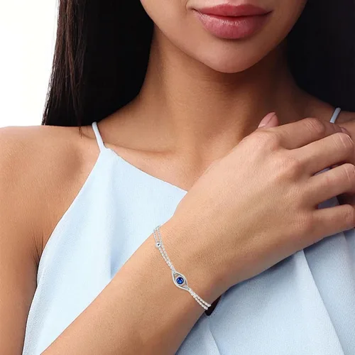 Miniatura 5 de Pulseras de plata de ley 925 con infinito de mal de ojo, ajustable, para mujer, madre, esposa, novia, regalo de joyería