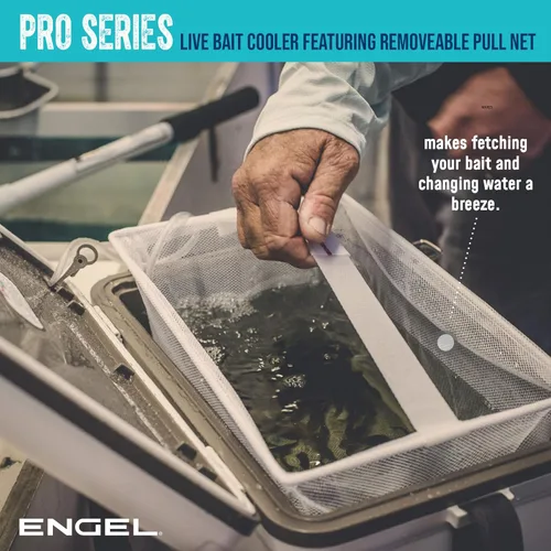 Miniatura 5 de ENGEL - Enfriador de cebo vivo PRO para pesca - Cubo portátil de pececillos y cebo con aireador recargable de iones de litio Canela