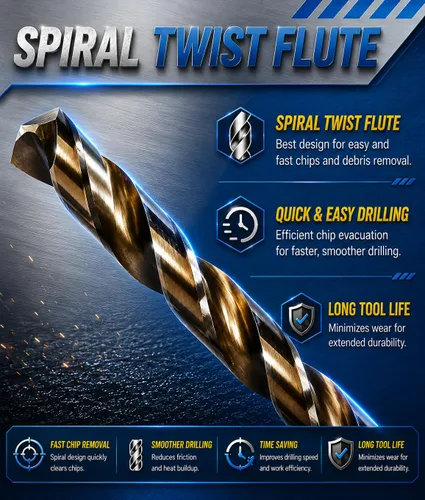 Miniatura 3 de Broca de cobalto 1/2 pulgadas HSS Co M35 Jobber Longitud Twist Drill Acero Metal-5pcs