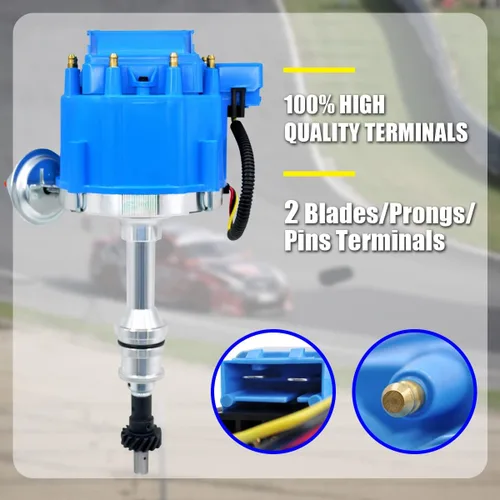 Miniatura 2 de MAS Distribuidor HEI completo bobina 65K 7500 RPM compatible con bloque pequeño Ford SBF 5.8 L 351W Windsor 8 cilindros un cable instalación tapa