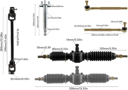 Miniatura 9 de Kit completo de eje vivo trasero de 32 pulgadas con ruedas de 6 pulgadas, montaje de eje de volante delantero, piezas de bricolaje para Go Kart ATV