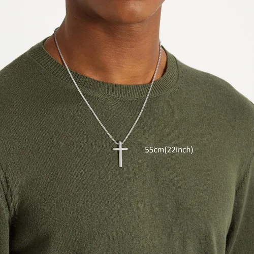 Miniatura 2 de GAVU Collar de cruz cristiana para hombre, collar con colgante de cruz de acero inoxidable plateado y negro dorado para hombres y mujeres