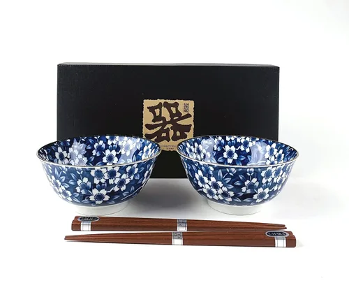 Miniatura 12 de JapanBargain 4689 - Juego de 2 cuencos y palillos de porcelana japonesa, cuencos de arroz y tazones de sopa, caja de regalo, fabricado en Japón