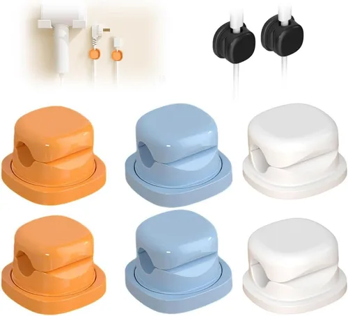 Miniatura 11 de Organizador de cable magnético, clips magnéticos para cable de escritorio, rotación de 360°, organizador de cables para mesita de noche, escritorio