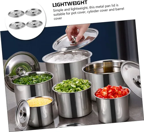 Miniatura 4 de Yardwe Juego de 4 tapas universales de acero inoxidable de 4.72 pulgadas para ollas de aceite, juego de 4 tapas para recipientes de condimentos