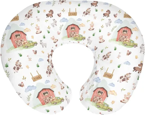 Miniatura 13 de Lindas fundas de almohada de lactancia de animales de granja para niños y niñas, vaca, gallo, cabra, pato, cerdo, funda de almohada de lactancia