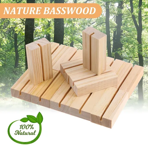 Miniatura 3 de 50 soportes de madera para tarjetas de lugar, soportes de números de mesa, soportes acrílicos, soportes de exhibición de imágenes para boda, fiesta