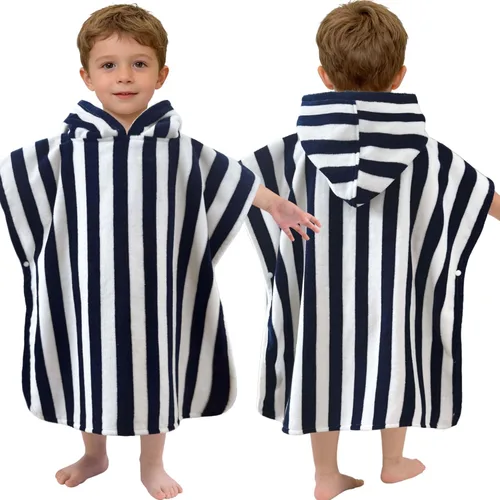 Miniatura 10 de Toallas tipo poncho con capucha para niños pequeños, de gran tamaño (2-4 años, 22 x 22 pulgadas), hechas de 100% algodón suave, toallas absorbentes