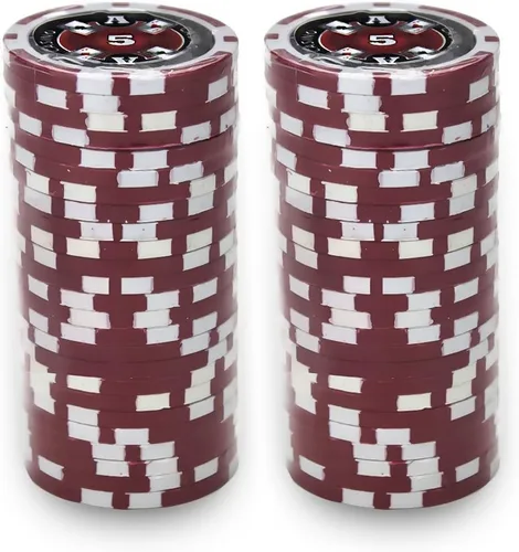 Miniatura 2 de Brybelly Ace Casino Poker Chip - Compuesto de arcilla pesada de 0.49 oz, paquete de 50 Rojo ($5 Red)
