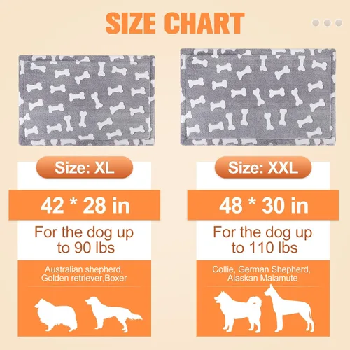 Miniatura 5 de BEAUTYZOO Tapete para cama de perro de 42 x 28 pulgadas, lavable para perros de tamaño XL, antideslizante para jaula de mascotas, tapete rectangular
