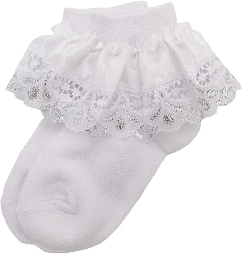 Miniatura 6 de Xiyadun 5 pares de calcetines de algodón de encaje con volantes para bebés y niñas pequeñas