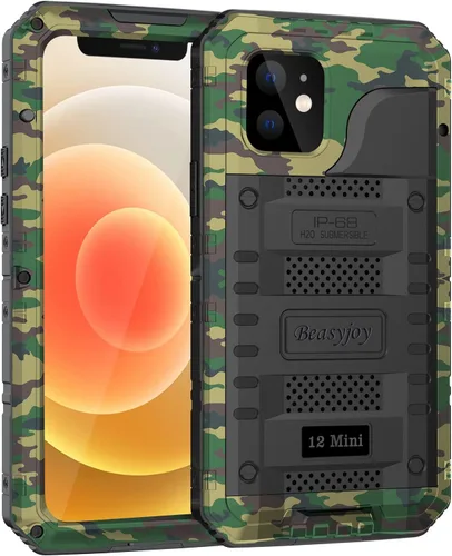 Miniatura 23 de Beasyjoy Funda impermeable para iPhone 12 Pro Max, cubierta protectora de cuerpo completo con protector de pantalla incorporado, resistente a Negro