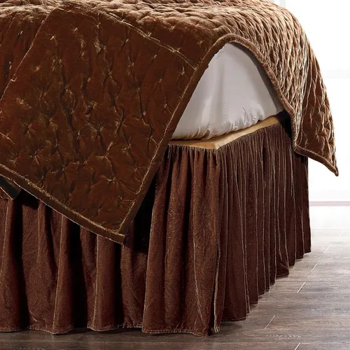Miniatura 8 de HiEnd Accents Stella - Falda de cama de terciopelo de seda sintética, color negro, tamaño Queen, ropa de cama romántica moderna occidental