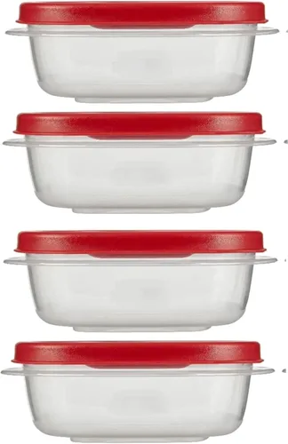 Miniatura 9 de Paquete de contenedores de almacenamiento de alimentos de 1.25 tazas, juego de 9 piezas, tapas azules fáciles de encontrar, 4 recipientes, 4 tapas