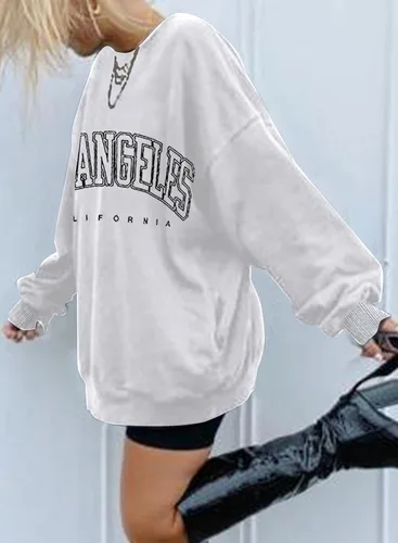 Miniatura 3 de Dokotoo Sudaderas largas con cuello redondo para mujer, estilo vintage, básicas, de gran