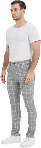 Miniatura 5 de Plaid&Plain Pantalones a cuadros para hombre, pantalones de vestir ajustados para hombre, pantalones chinos ajustados para hombre