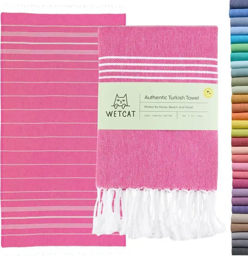 Miniatura 29 de WETCAT Toalla de playa original turca (39 x 71) – Peshtemal prelavado, 100% algodón, muy absorbente, de secado rápido y ultra suave, seguro