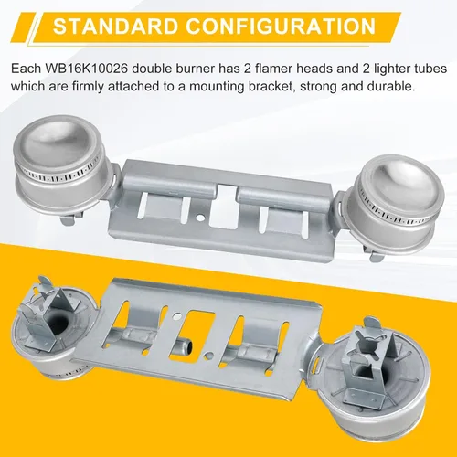 Miniatura 6 de Kit de quemador doble WB16K10026 WB29K17 Ensamble de quemador doble para estufa a gas Compatible con General Electric Hotpoint Reemplaza el quemador