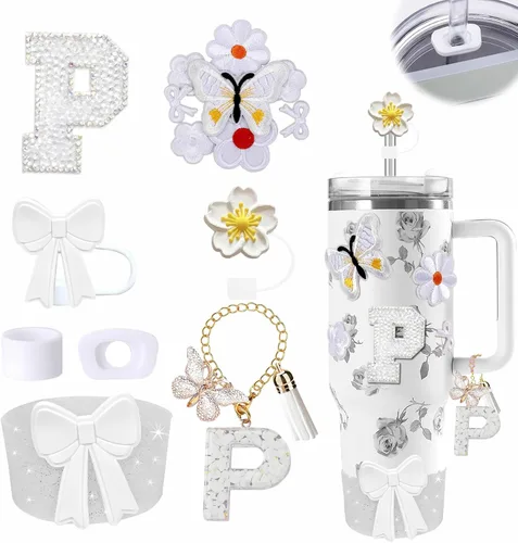 Miniatura 67 de 15 piezas de set de accesorios para vaso Stanley Cup 30oz 40oz con asa, incluye cubierta de pajita de silicona y bota, encanto de asa, encantos