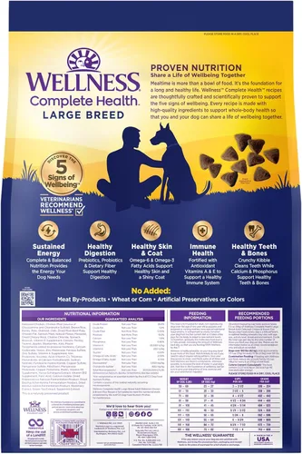 Miniatura 9 de Wellness Complete Health - Alimento seco para perros de raza grande con granos, ingredientes naturales, fabricado en Estados Unidos con carne real