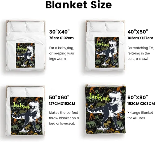 Miniatura 7 de Manta personalizada de dinosaurio para niños, mantas con nombre personalizado, manta suave para niños, niñas, bebés, manta personalizada de animales