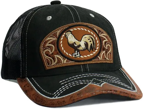 Miniatura 3 de Gorra de béisbol de malla bordada con diseño de gallo, mexicano, gorra de béisbol curvada