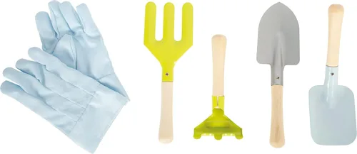 Miniatura 8 de Small Foot - Juego de herramientas de jardinería – Juego de 7 piezas para niños incluye delantal, guantes, pala, rastrillo, paleta y pala – Cabezas