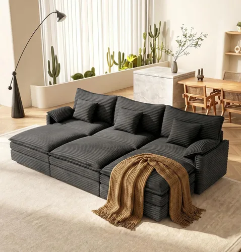 Miniatura 28 de Vesgantti 2 Piece Loveseat & 3 Seater Sofa Set, Modular Cloud Couch, Beige