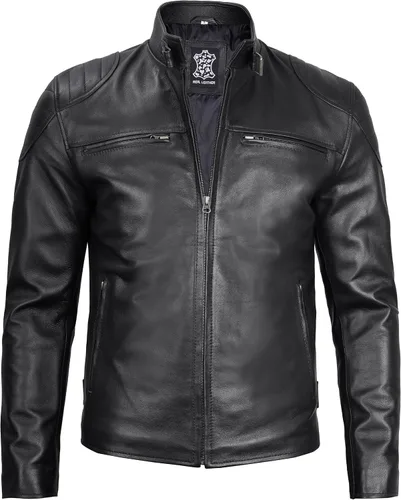 Miniatura 3 de fjackets Chaquetas de cuero real Cafe Racer para hombre, estilo atemporal y artesanía inigualable