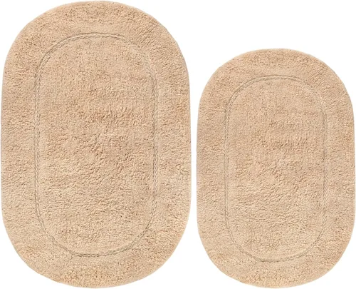 Superior Juego de 2 alfombras de baño antideslizantes, ultra afelpadas, suaves y absorbentes, 100% algodón peinado, juego de alfombras de baño