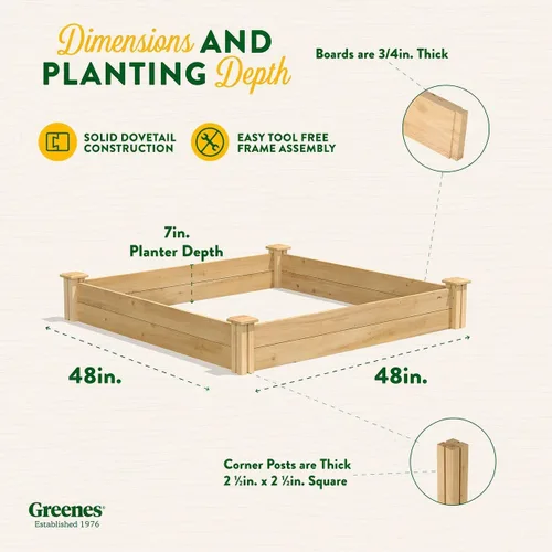 Miniatura 8 de Greenes Fence Cama de jardín elevada de cedro premium, 4 x 4 x 7 pulgadas (3/4 pulgadas de grosor) (paquete de 3) - Fabricado en Estados Unidos