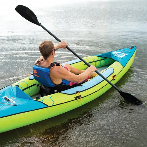 Miniatura 3 de HO Sports Beacon - Kayak inflable con bomba de mano, paleta ajustable y bolsa de transporte, asiento ergonómico de respaldo alto con soporte