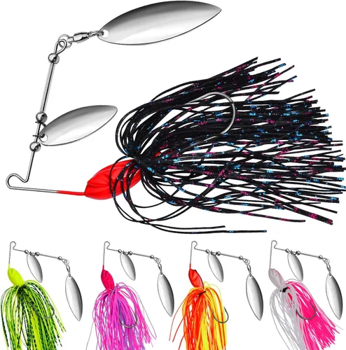 Miniatura 7 de Spinnerbait - Señuelo de pesca de metal duro, kit de cebos giratorios para lubina, trucha, lucio, salmón, lucioperca, agua dulce y salada, 5