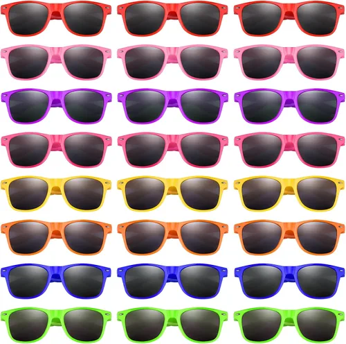 Miniatura 8 de MIAHART Gafas de sol de fiesta para niños, gafas de colores neón a granel para verano, playa, piscina, fiesta, carnaval, premios de fiesta