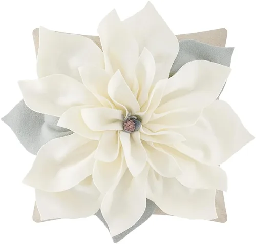 KINGROSE Funda de almohada decorativa con diseño de flores 3D hecha a mano para sofá, dormitorio, 18 x 18 pulgadas, color beige | Funda de almohada