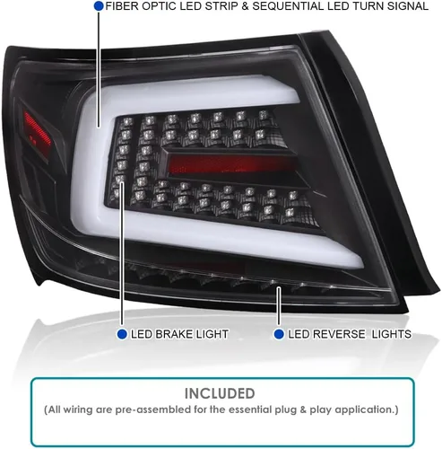 Miniatura 3 de SPEC-D TUNING Luces traseras secuenciales negras con barra LED blanca compatibles con Subaru Impreza/Impreza WRX 2008-2011, conjunto de par