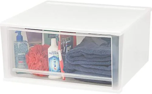 Miniatura 5 de IRIS USA SD-22 - Cajón apilable de plástico, paquete de 4 organizadores de almacenamiento, 7 cuartos de galón, color blanco, 4