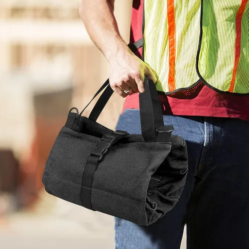 Miniatura 8 de Bolsa de herramientas enrollable Wessleco, bolsa de llaves de lona de 16OZ enrollable multiusos, organizador de herramientas enrollables, 5 Negro