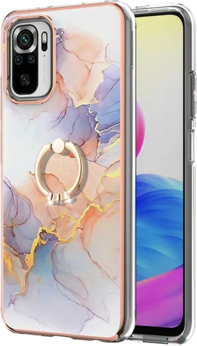 Miniatura 2 de XYX Case for Xiaomi Redmi Note 10 4G, Sparkling Marble TPU IMD Bumper Hybrid Protective Phone Cover with 360 Rotating Ring Kickstand,White Milky Way