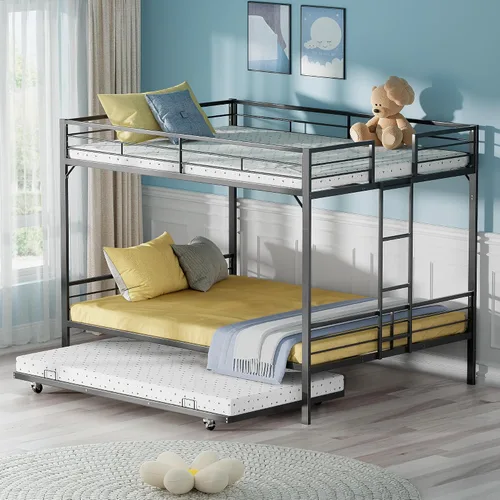 Miniatura 9 de DNYN Litera tamaño matrimonial XL sobre Queen con nido para dormitorio de niños, fácil de montar y diseño que ahorra espacio, no necesita somier