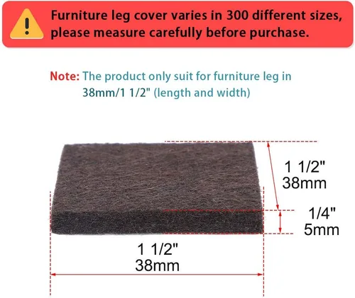 Miniatura 2 de uxcell 12 almohadillas para muebles cuadradas de 1 1/2 pulgadas, autoadhesivas, antideslizantes, antiarañazos, almohadillas de fieltro, protector