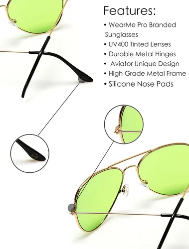 Miniatura 4 de WearMe Pro Gafas de sol clásicas con marco de metal estilo aviador