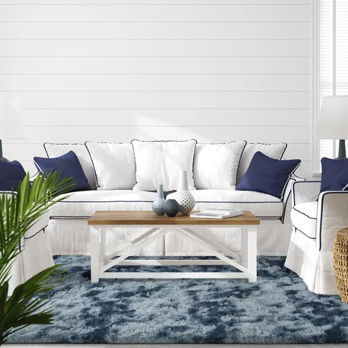 Miniatura 7 de TWINNIS Alfombras grandes de pelo largo de 4 x 6 para sala de estar, dormitorio, teñido anudado azul y gris, alfombras de felpa súper suaves