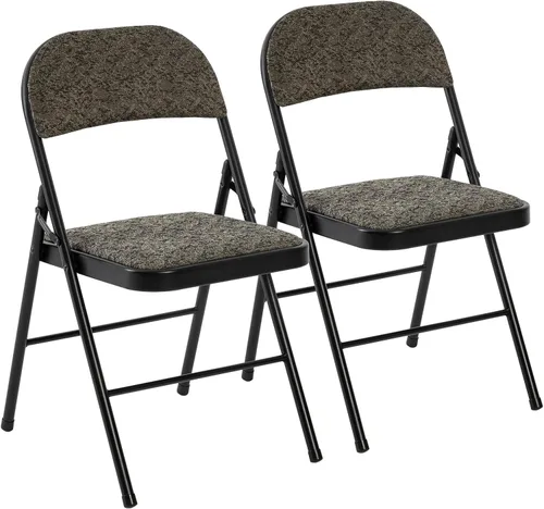 Miniatura 40 de DUMOS Paquete de 12 sillas plegables acolchadas de cuero, asiento comercial apilable portátil para interiores y exteriores con marco de acero, Caqui