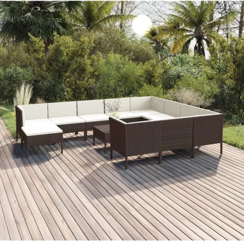 Juego de mesa de comedor de jardín para patio trasero, resistente a todo tipo de clima, juego de muebles de exterior de 12 piezas con cojines, ratán