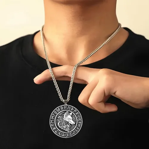Miniatura 6 de Leprato Collar vikingo nórdico, amuleto de runa vikinga nórdica, dije de amuleto vikingo, regalo de joyería para hombres y mujeres