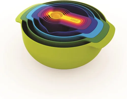 Miniatura 8 de Joseph Joseph Juego de anidamiento de 9 piezas con tazones para mezclar, tazas medidoras, tamiz, colador, 9 piezas, Sky Azul