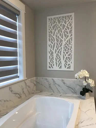 Miniatura 5 de VIMA Panel de pared decorativo (árboles gemelos), 48 pulgadas de largo x 24 pulgadas de ancho x 1/2 pulgadas de alto, panel de PVC de color blanco