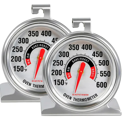 Termómetros de horno (2 unidades) para medidor de temperatura de horno a gas o eléctrico con 100-600°F/122.0-572.0 °F, esfera grande y números, el