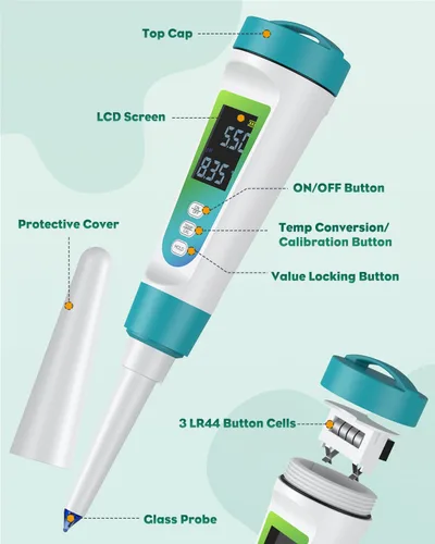 Miniatura 3 de Pawfly Medidor de pH digital para alimentos Probador de pH de alta precisión para masa madre y pan, medidor de pH de alimentos para fermentación